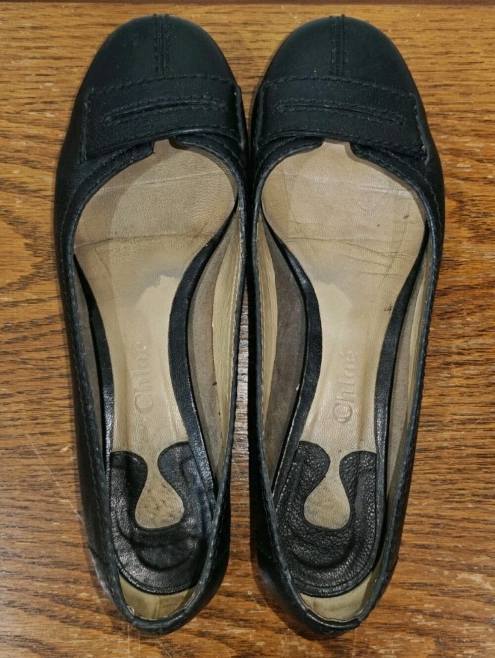 Chloe Black Ballet Flats Leather EU 38 US 7.5 Classic Chloé - Picture 3 of 11